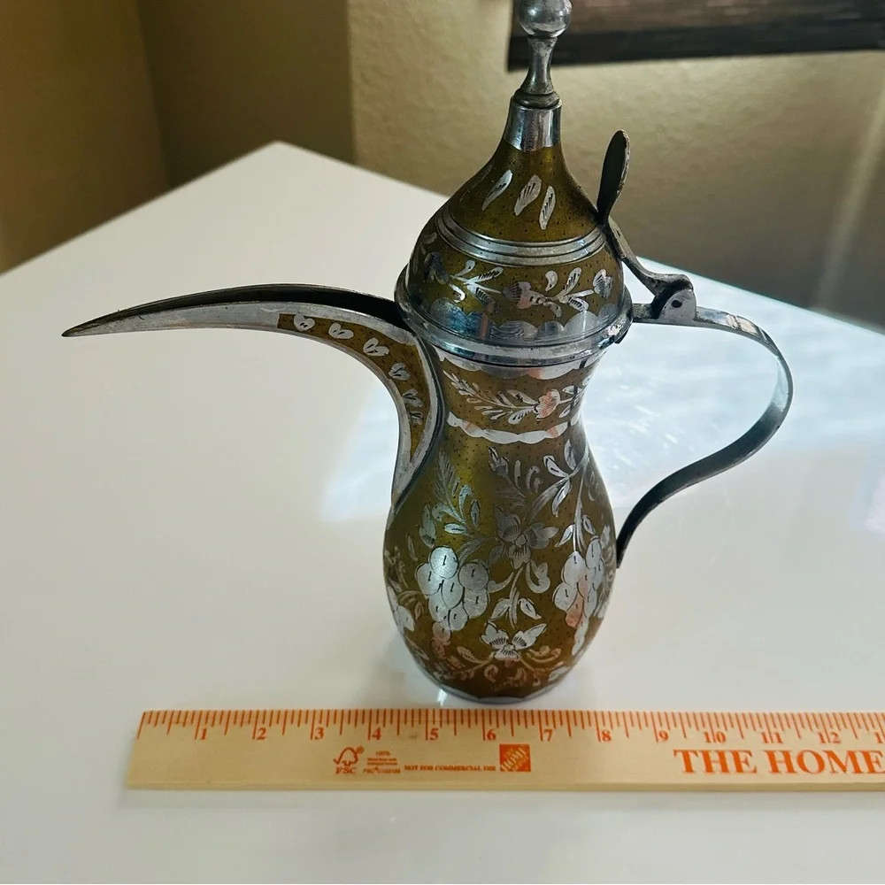 Vintage Dallah Coffee Set Brass Etched